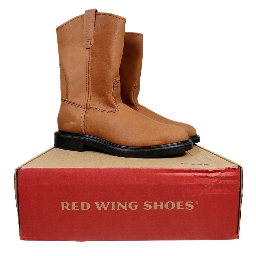 Red Wing Pecos 1105 Work Boots Mens 10.5 D Brown Leather Pull On Made in USA EH